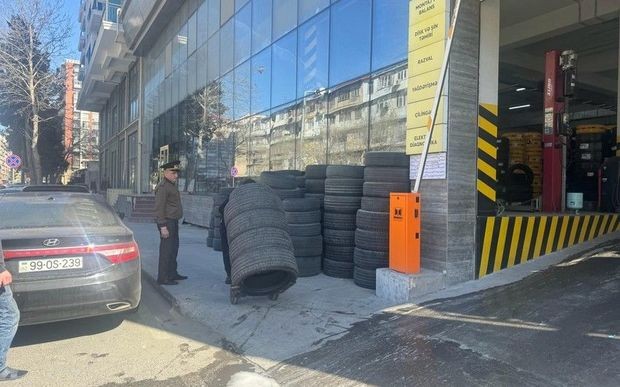 Bakıda təkər satışı və təmiri mərkəzində yanğın təhlükəsizliyi tələbləri pozulub - FOTO/VİDEO