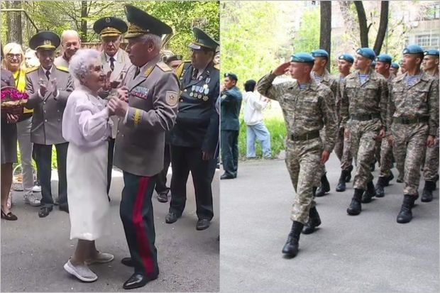 100 yaşı münasibətilə vals oynadı, şərəfinə parad təşkil edildi: Almatıdan maraqlı görüntülər - FOTO/VİDEO