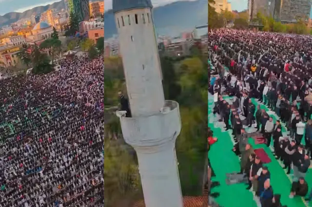Dünyanın ilk ateist dövləti elan edilən Albaniyada on minlərlə insan bayram namazı qıldı